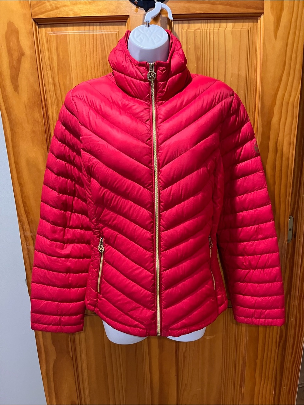 Michael Kors Red Quilted Packable Jacket